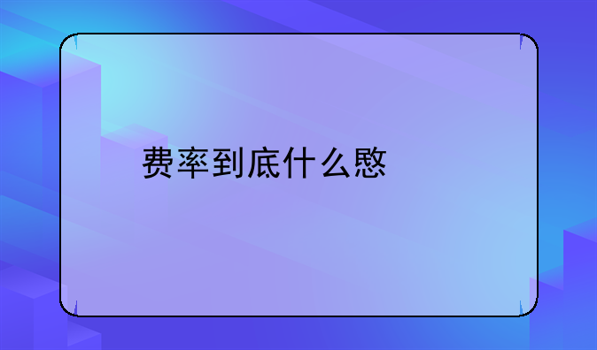 费率到底什么意思