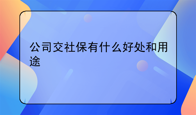 公司交社保有什么好处和用途