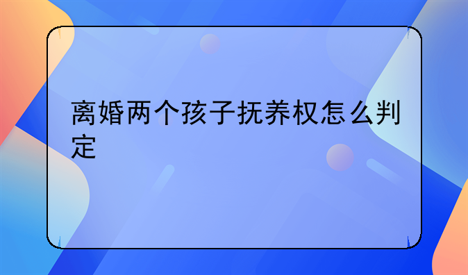离婚两个孩子抚养权怎么判定