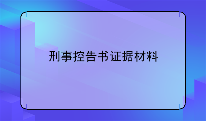 刑事控告书证据材料
