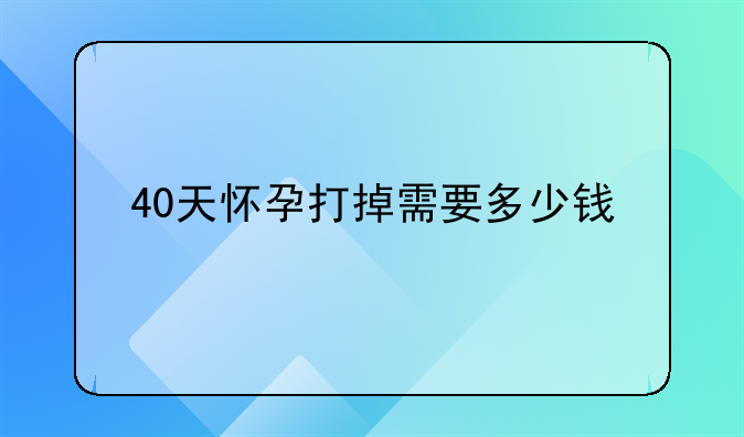 40天怀孕打掉需要多少钱
