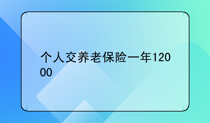 个人交养老保险一年12000