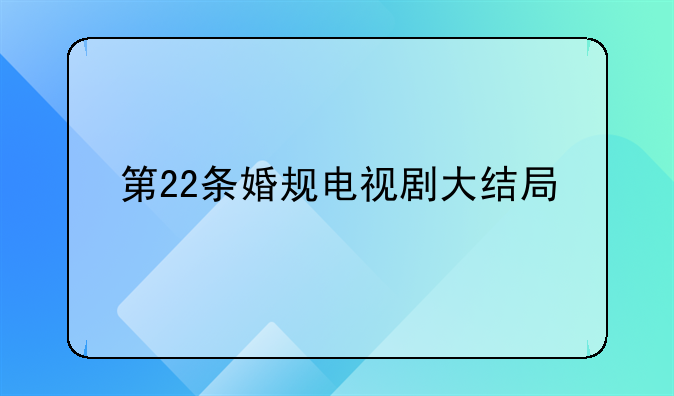 第22条婚规电视剧大结局