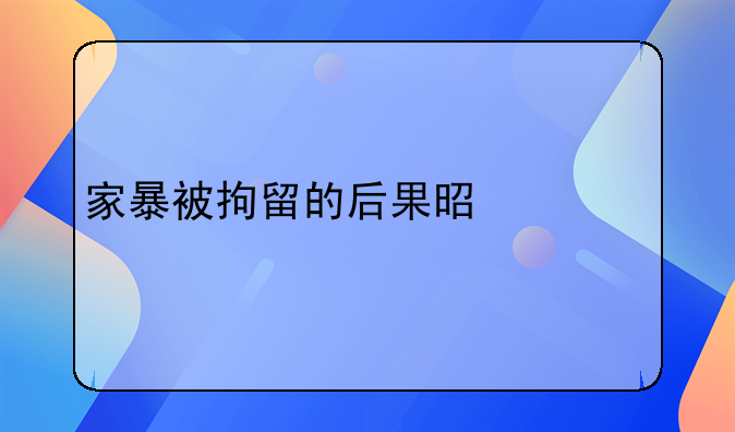 家暴被拘留的后果是什么
