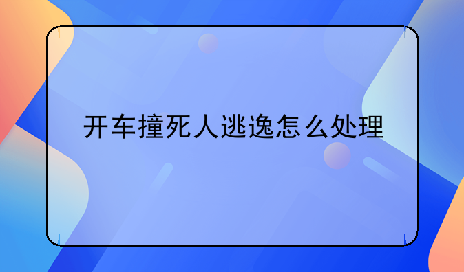 开车撞死人逃逸怎么处理