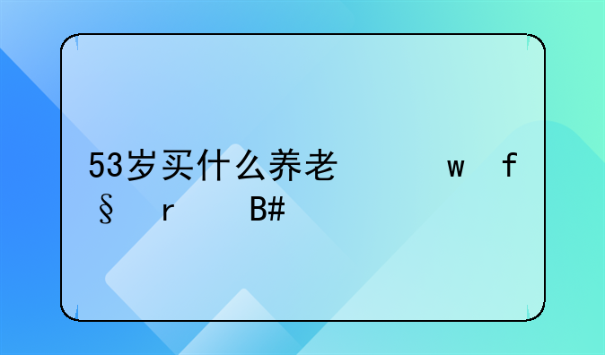53岁买什么养老保险最合适