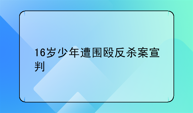 16岁少年遭围殴反杀案宣判