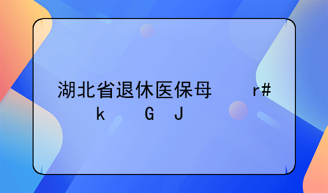 湖北省退休医保每月多少钱