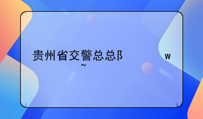贵州省交警总总队违章查询