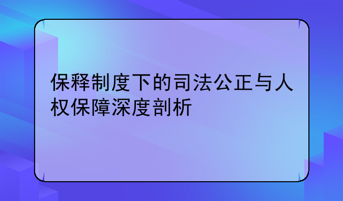 保释制度下的司法公正与人权保障深度剖析