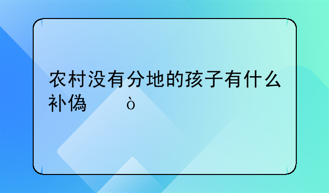 农村没有分地的孩子有什么补偿？