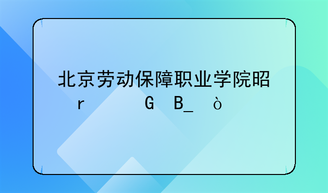北京劳动保障职业学院是本科吗？
