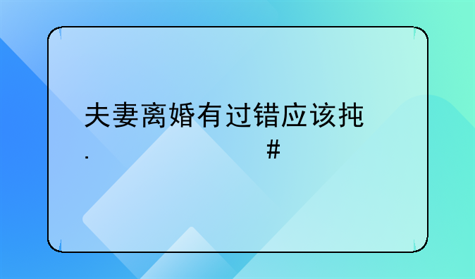 夫妻离婚有过错应该承担什么责任