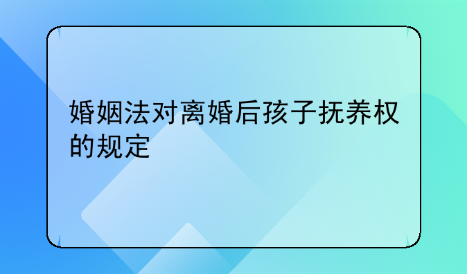 婚姻法对离婚后孩子抚养权的规定