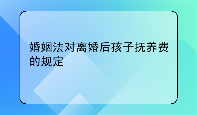 婚姻法对离婚后孩子抚养费的规定