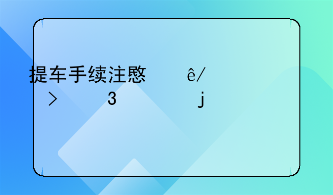 提车手续注意事项以及验车的步骤