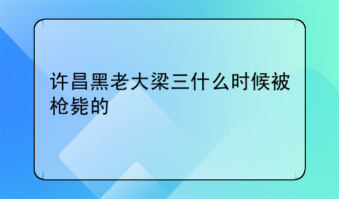 许昌黑老大梁三什么时候被枪毙的