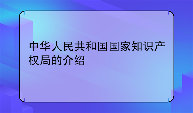 中华人民共和国国家知识产权局的介绍