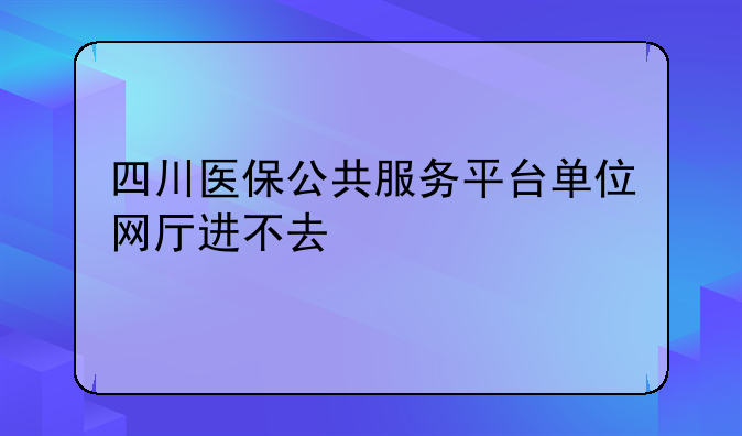 四川医保公共服务平台单位网厅进不去