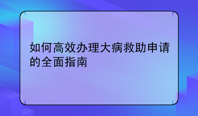 如何高效办理大病救助申请的全面指南