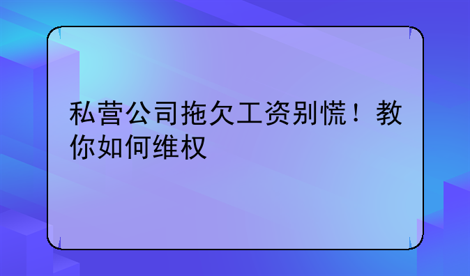 私营公司拖欠工资别慌！教你如何维权