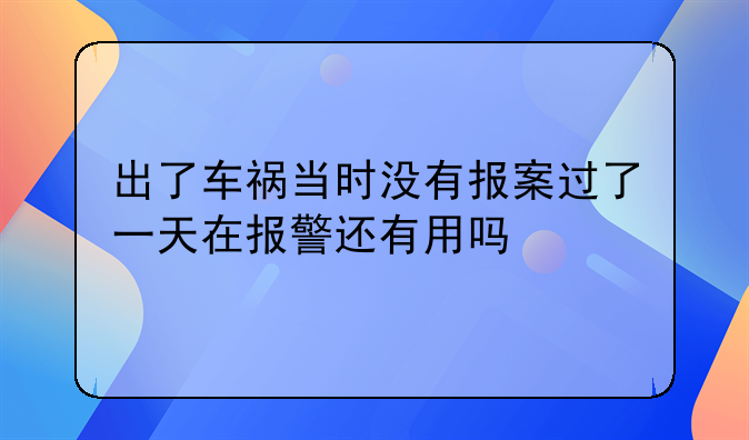 出了车祸当时没有报案过了一天在报警还有用吗