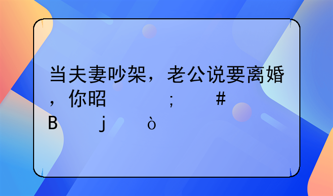 当夫妻吵架，老公说要离婚，你是怎么处理的？