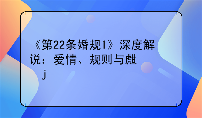 《第22条婚规1》深度解说：爱情、规则与生活的交织
