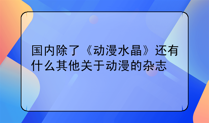 国内除了《动漫水晶》还有什么其他关于动漫的杂志