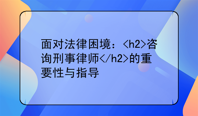面对法律困境：<h2>咨询刑事律师</h2>的重要性与指导