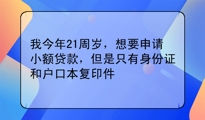 我今年21周岁，想要申请小额贷款，但是只有身份证和户口本复印件