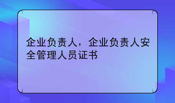企业负责人，企业负责人安全管理人员证书