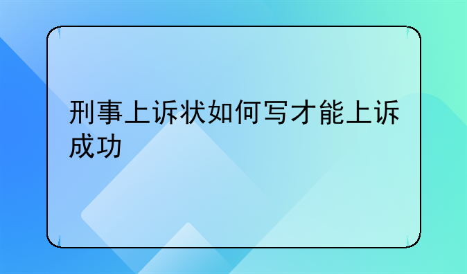 刑事上诉状如何写才能上诉成功