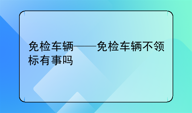 免检车辆——免检车辆不领标有事吗